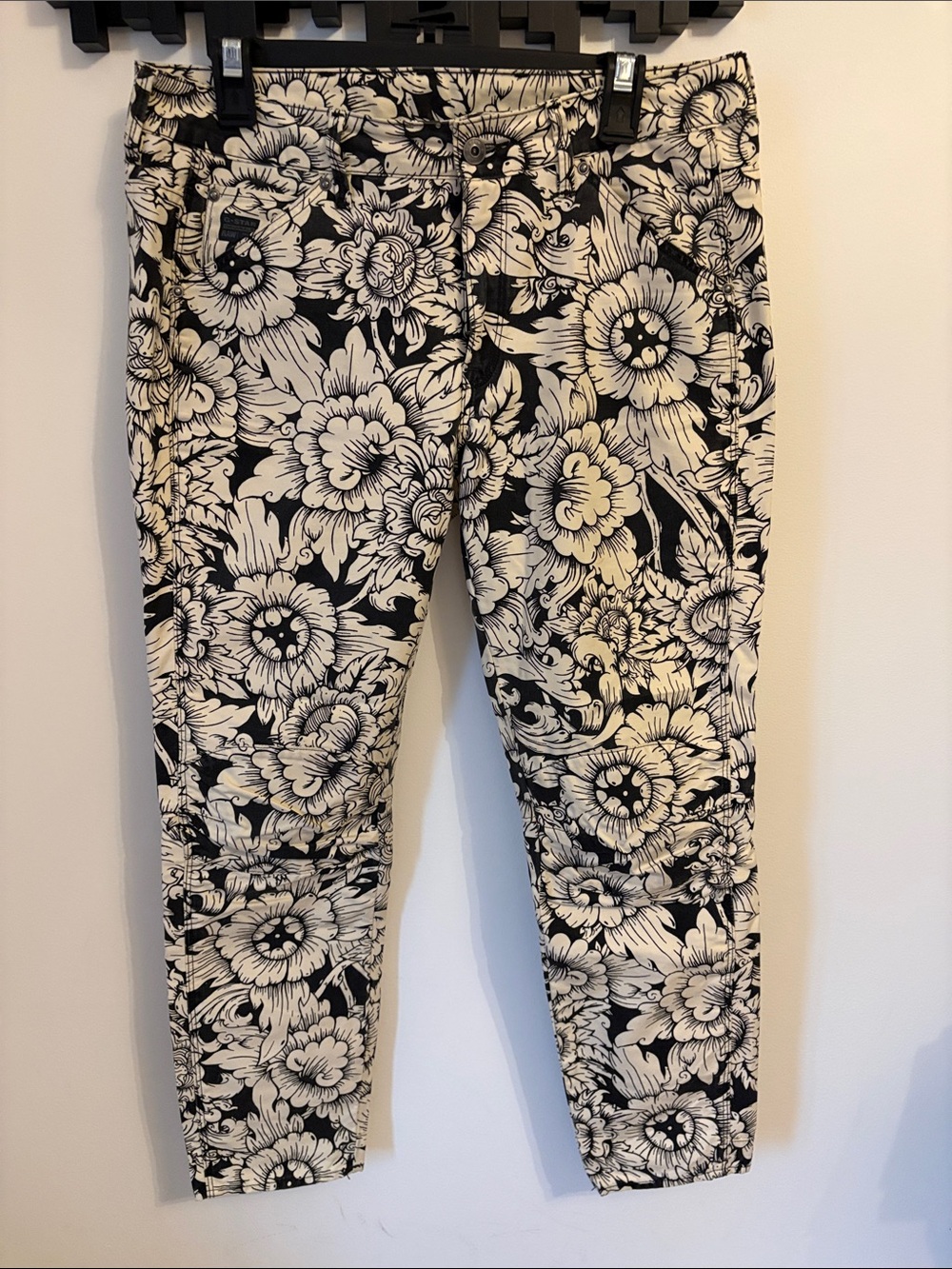G-Star Black and White Floral Chinos